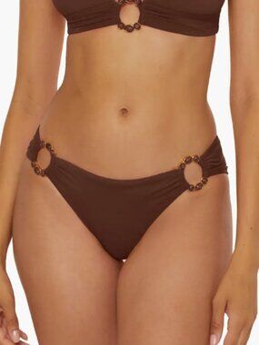 Becca Marble Canyon Ring Hipster Bikini Bottom Mocha - Size Small - Ring Detail